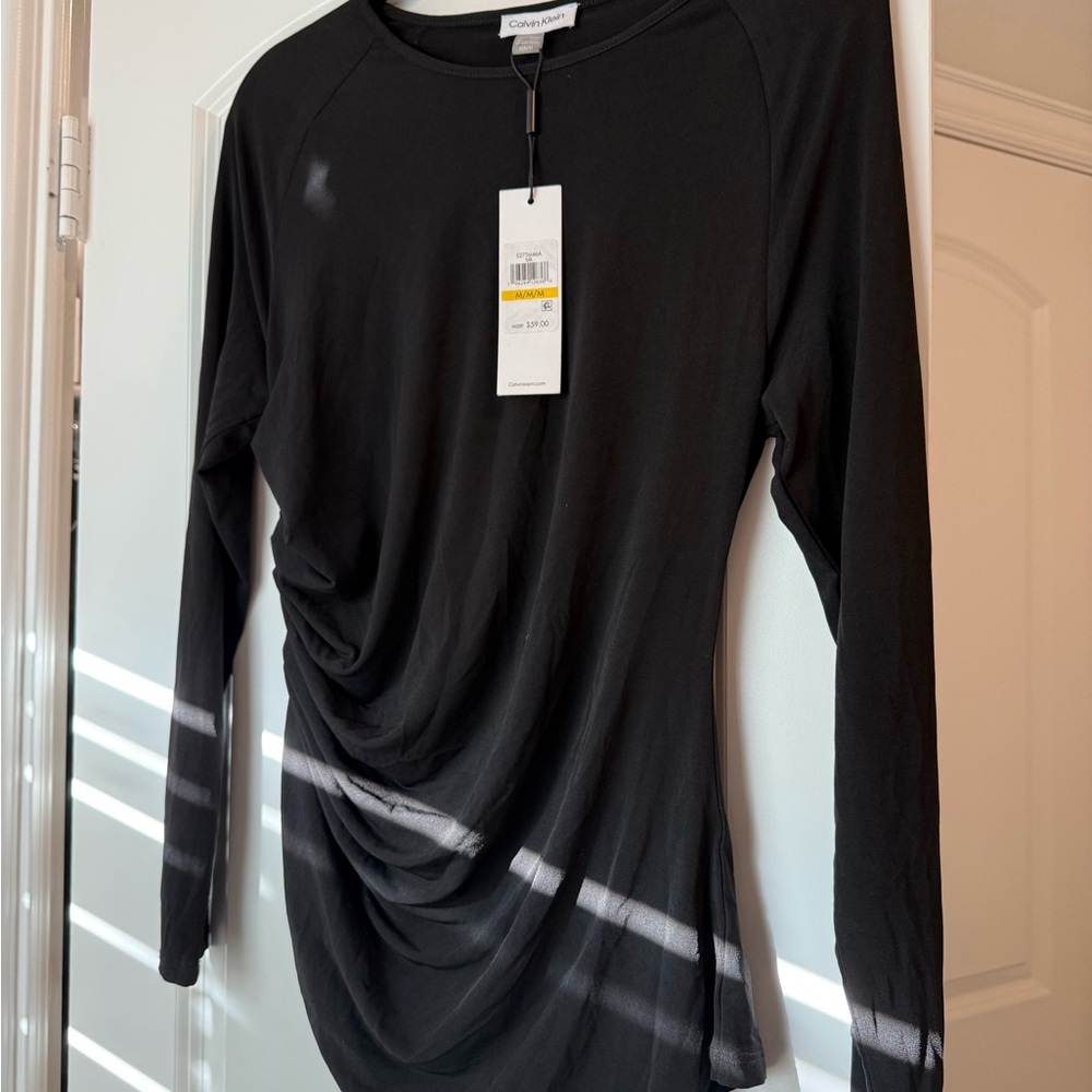 Calvin Klein Black Draped Blouse